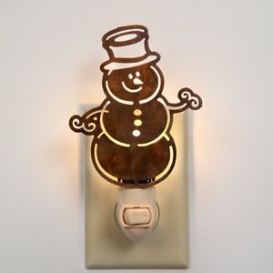 Snowman Night Light in Rusty Tin w/Bulb